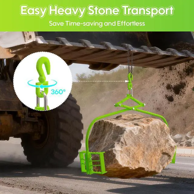 Alt view image 6 of 6 - 36in Rock Tongs Heavy Duty Steel Lifting Tool 2 Serrated Claw Rock Grabbing Tongs, 1500lb Capacity Log Tongs for Tractor/Truck/Skidder - 36" Max Grip, Industrial Construction & Landscaping Tool