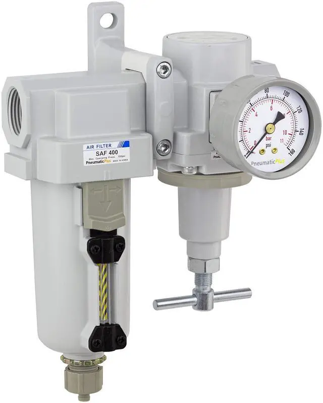 Main image of SAU420T-N06G-MEP Compressed Air Filter Regulator Combo 3/4" NPT -T-Handle, Manual Drain, Metal Bowl