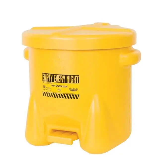 Alt view image 2 of 3 - 935FLY Oily Waste Polyethylene Safety Can with Foot Lever, 10 Gallon Capacity, Yellow