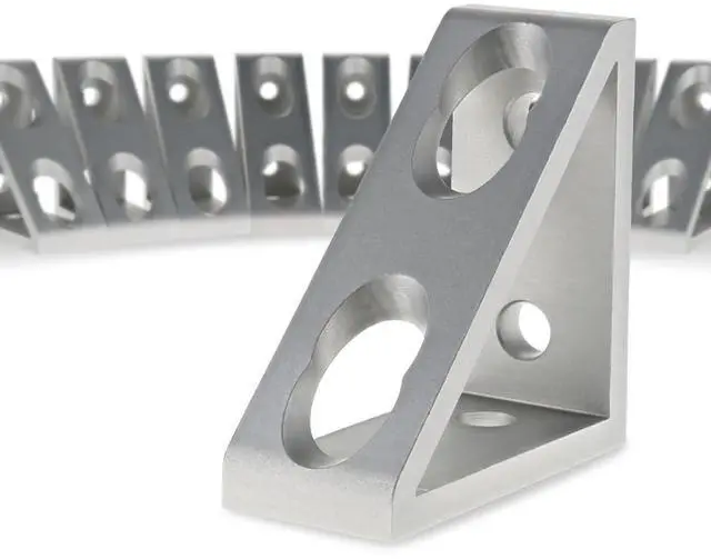 Main image of 8020, 4136, 10 Series, 4 Hole Aluminum Inside Corner Gusset L Bracket for Extruded Aluminum Extrusion Heavy Duty Angle Bracket (Clear Anodize, 25)