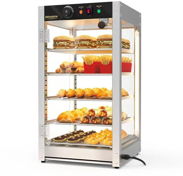 Main image of Commercial Food Warmer Display with Tri-Colors and Adjustable Shelf, 5-Tier Electric Countertop Warmers for Hamburger, Chicken, Bread, Pizza Warmer in Restaurant, Cafe, Store 800W 86-185