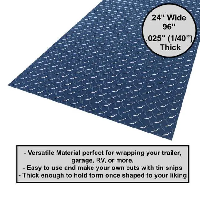 Alt view image 3 of 5 - 24" x 96" Polished Aluminum Diamond Plate Sheet.025" Thick (1/40") - Trailer Rock Guard, wainscotting Garage Diamond Trim, Cargo Enclosed Trailer Hauler Guard