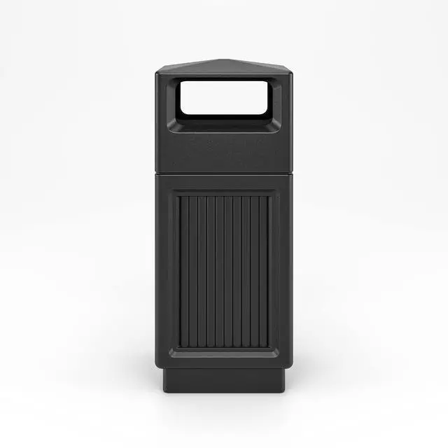 Alt view image 2 of 4 - Canmeleon Outdoor-Indoor Recessed Panel Trash Can with Ash Urn 9478BL, Black, Decorative Fluted Panels, 15 Gallon Capacity