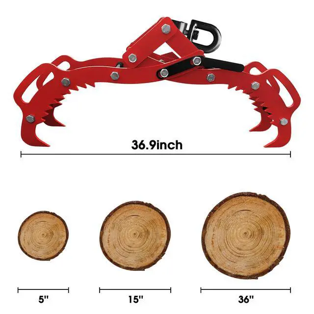Alt view image 2 of 6 - 36inch Log Lifting Tongs Log Grapple for Logging Tongs,4 Claw Timber Heavy Duty Solid Steel/Eagle Claws Design,Log Lifting Tongs for Tractor, Timber Lifting Tongs for Truck, ATV, Tractor, Skidder