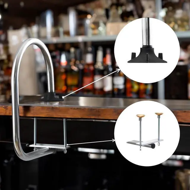Alt view image 4 of 5 - Pack of 2 Waitress Stall/Service Rail, Single Arm Bar Service Rail, 18-Gauge Tubing with Chrome Finish, Area for Waitstaff to Retrieve Drinks, Avoid a Busy and Hectic Crowd for Staff