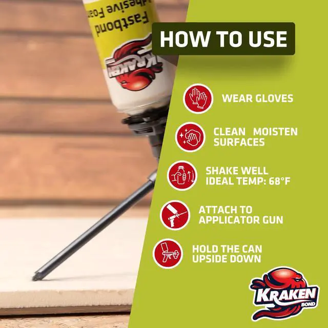 Alt view image 3 of 5 - Fastbond Spray Foam Adhesive (12x24oz.) - Heavy Duty Construction Adhesive for Insulation, Wall & Facade, Concrete, Stone, Subfloor, XPS & EPS Foam Board, Gun Not Included | 12 Pack