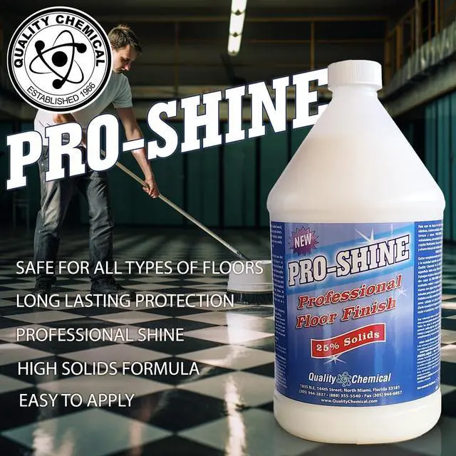 Alt view image 2 of 6 - Pro Shine High Solids Commercial Wet-Look Floor Finish Wax - High Shine Floor Cleaner, Future Floor Wax - Floor Wax for VCT Tile Floors, Polish & Restorer - 640 oz (Pack of 1)