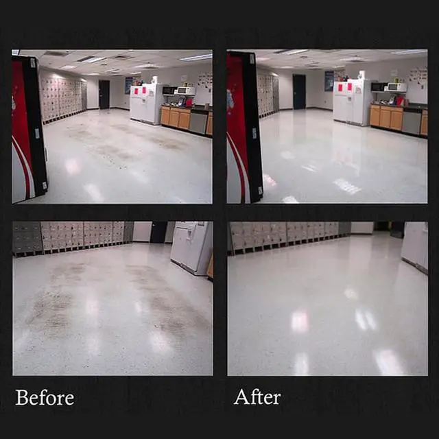 Alt view image 5 of 6 - Pro Shine High Solids Commercial Wet-Look Floor Finish Wax - High Shine Floor Cleaner, Future Floor Wax - Floor Wax for VCT Tile Floors, Polish & Restorer - 640 oz (Pack of 1)