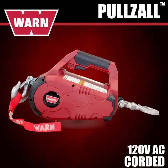 Alt view image 2 of 6 - 885001 PullzAll Corded 120V AC Portable Electric Winch with Steel Cable and Swiveling Anchor Hook for Hoisting an Engine Block: 1,000 lb (1/2 Ton) Pulling Capacity, Variable Speed Control