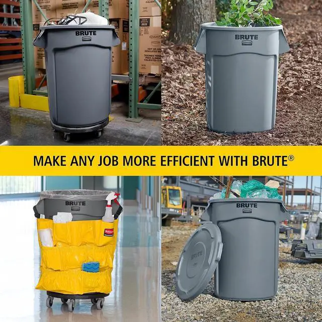 Alt view image 6 of 6 - Commercial 265500GY Round Brute Container Plastic 55 gal Gray