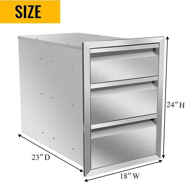 Alt view image 2 of 6 - 18" W x 24" H x 23" D Outdoor Kitchen Drawers Flush Mount Access BBQ Island Drawers for Outdoor Kitchens or BBQ Island Patio Grill Station W/O Handles