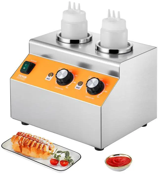 Main image of Electric Bottle Warmer with Bottles, 0.8x2 LCommercial Cheese Dispenser, Hot Fudge Warmer 86-185 Temp Adjustable, Plastic Double Bottles Nacho Cheese Warmer, for Hot Fudge Cheese Caramel