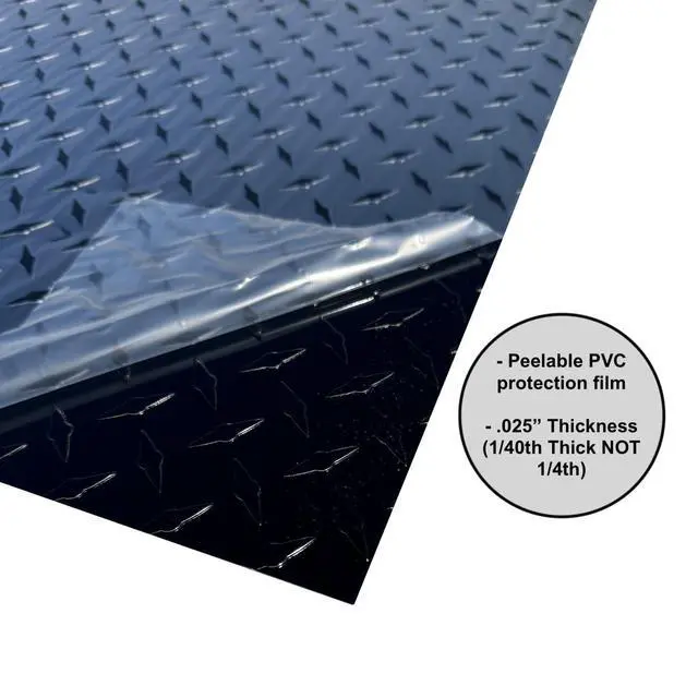 Alt view image 4 of 6 - 48" x 96" Black Aluminum Diamond Plate Sheet.025" Thick (1/40th) - Trailer Rock Guard, wainscotting Garage Diamond Trim, Cargo Enclosed Trailer Hauler Guard