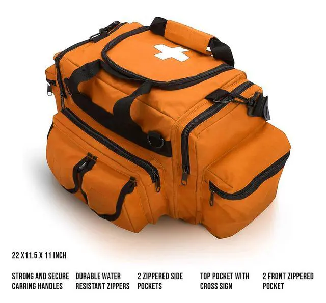 Alt view image 4 of 6 - Rescue Kit Comprehensive Emergency Support with Spine Board, Head Immobilizer, Trauma Bag & 10-Point Strap - Durable, Lightweight for First Responders, Orange