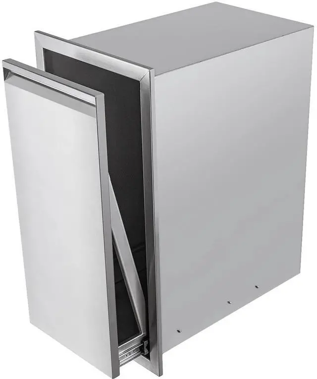 Main image of 14-inch Single Pull-Out Trash Drawer Stainless Steel Outdoor Kitchen Trash cans can Store a 10 Gallon Commercial Trash can Without Handle Design