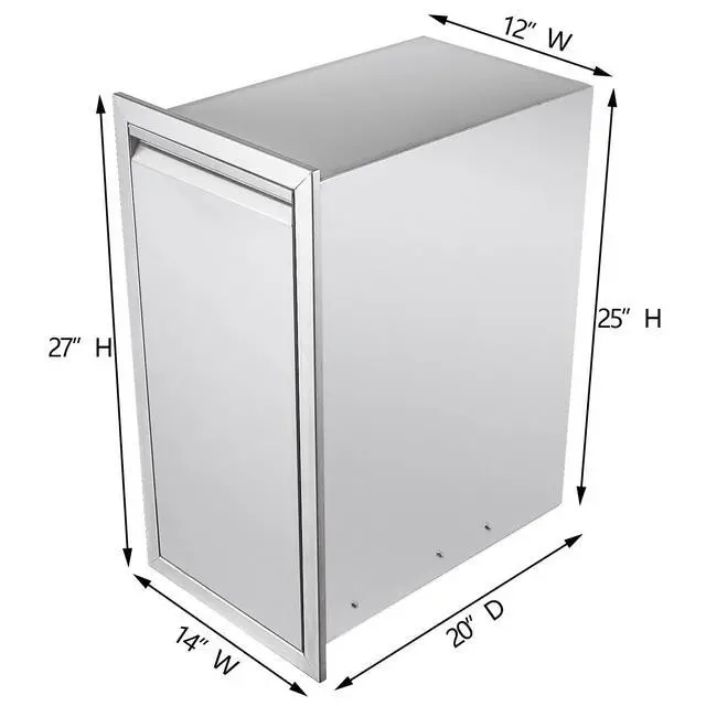 Alt view image 2 of 6 - 14-inch Single Pull-Out Trash Drawer Stainless Steel Outdoor Kitchen Trash cans can Store a 10 Gallon Commercial Trash can Without Handle Design