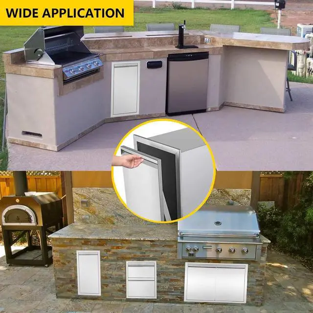 Alt view image 3 of 6 - 14-inch Single Pull-Out Trash Drawer Stainless Steel Outdoor Kitchen Trash cans can Store a 10 Gallon Commercial Trash can Without Handle Design