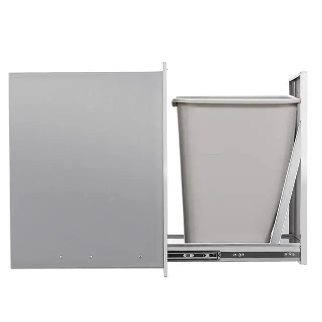 Alt view image 6 of 6 - 14-inch Single Pull-Out Trash Drawer Stainless Steel Outdoor Kitchen Trash cans can Store a 10 Gallon Commercial Trash can Without Handle Design