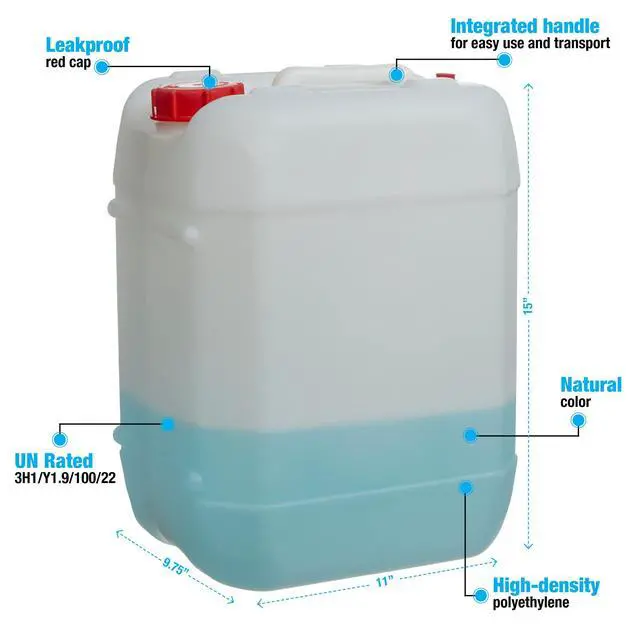 Alt view image 2 of 6 - 5 Gallon Stackable Carboy with Leakproof Cap and Handle, HDPE Food Grade, BPA Free, Made in USA (Natural, 4 Pack)