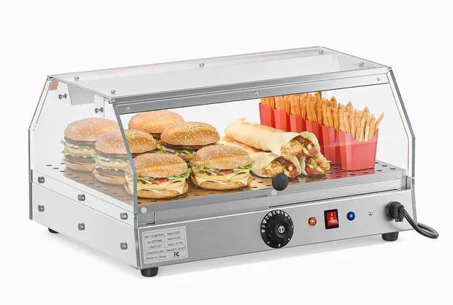 Main image of Food Warmer Pizza Warmer Countertop, Food Warmer Display Pretzel Warmer with LED Lighting Front and Rear Doors, Electric Catering Hot Box Acrylic for Buffet Restaurant Cafe