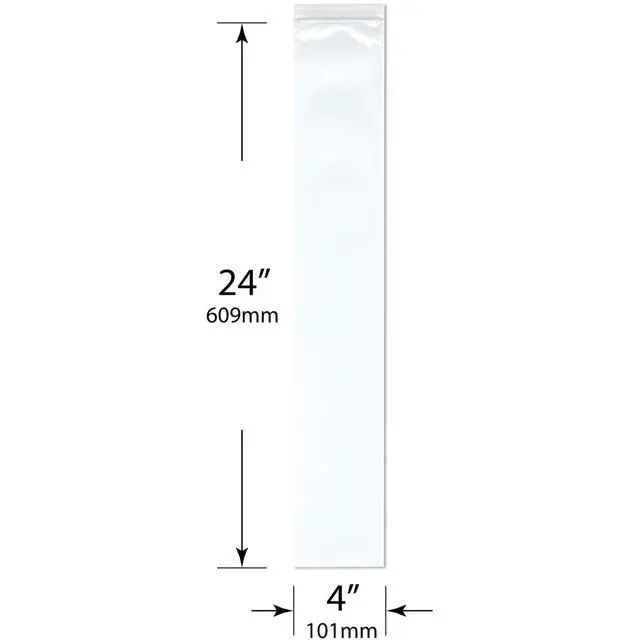 Alt view image 2 of 3 - 4" x 24" (Case of 1,000), 4 Mil Heavy Duty Zipper Reclosable Plastic Bags