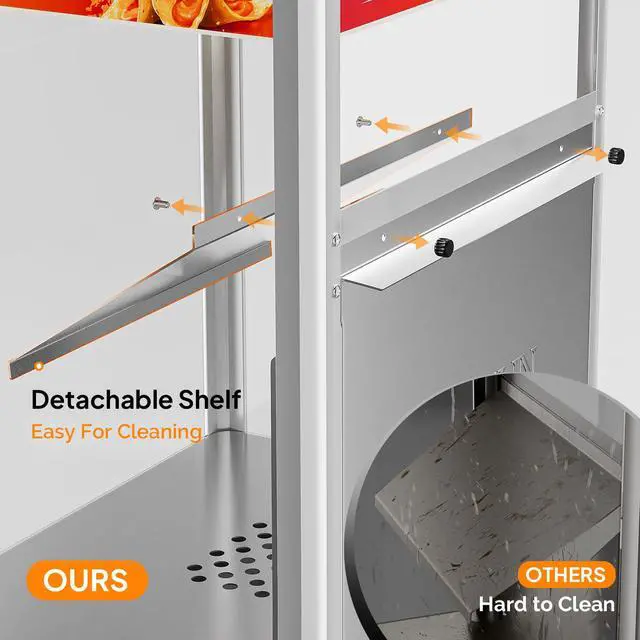 Alt view image 3 of 6 - Nacho Chip Warmer, Nacho Machine Countertop Food Warmer Display Case with Warming Light, Glass Door, Scoop & Removable Deflection for Nacho Chips Stainless Steel