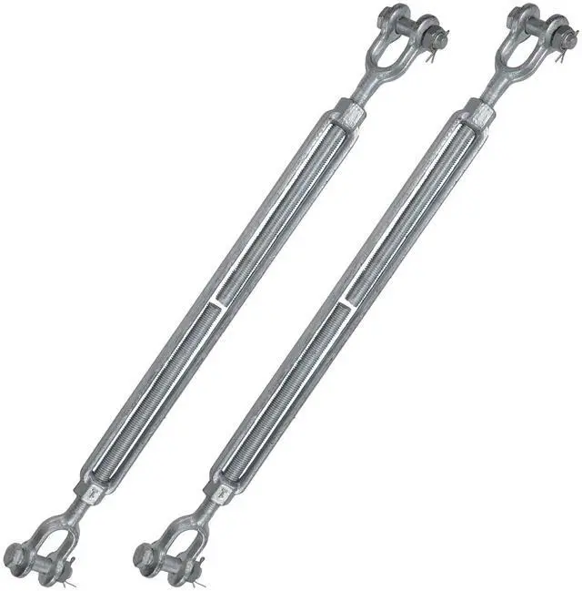 Main image of Jaw and Jaw Turnbuckles 1" x 12" (2-Pack), 10,000 LBS Working Load Limit, UNC Thread Hot-Dipped Galvanized Turnbuckle Heavy Duty for Wire Rope, in-Line Pulls & Tension Applications