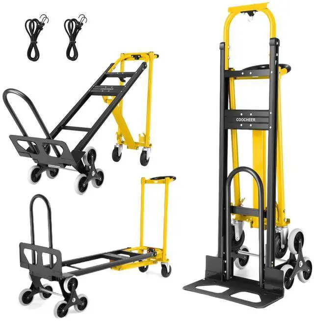Main image of 1000LBS Stair Climbing Hand Truck, 3-in-1 Folding Aluminum Dolly, Heavy Duty Convertible Cart for Warehouse, Home, Office & Transport Moving(Yellow)