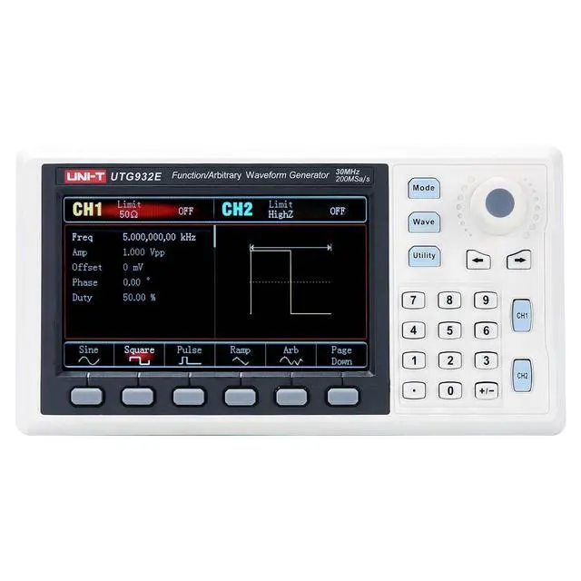Alt view image 2 of 6 - UTG932E Function Generator Arbitrary Waveform 60 MHz Dual-Channel 200MSa/s 14 Bits Frequency Meter with USA Power Adapter USB Cable Power Cord(UTG932E 30 MHz 2ch)