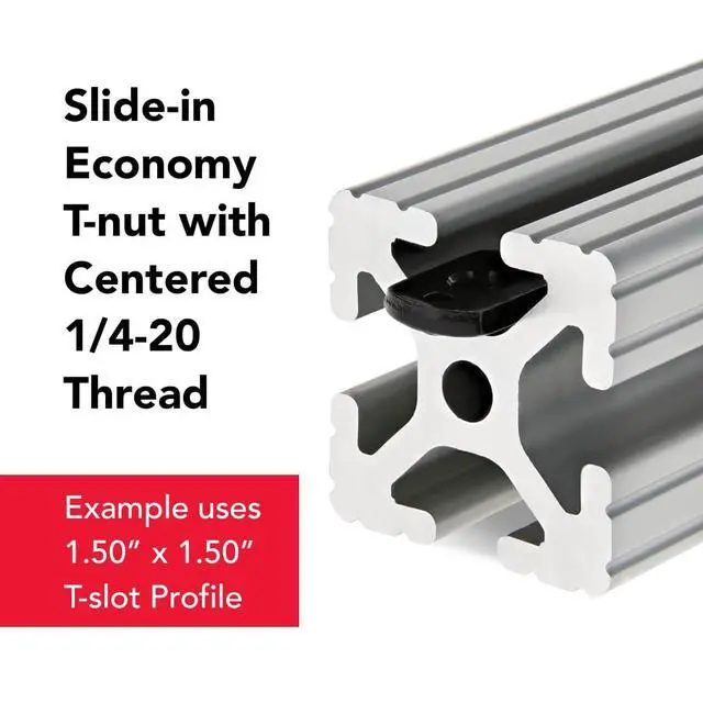 Alt view image 5 of 6 - 8020, 3286, 15 Series Steel 1/4-20 Centered Slide in Economy T Nuts Hardware Nuts for 1.5" Aluminum Extrusions (500 Pack)