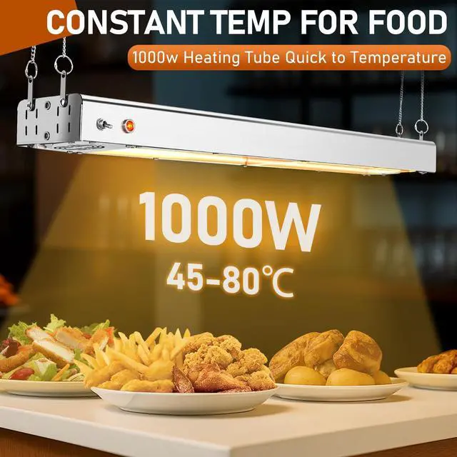 Alt view image 3 of 6 - 36 inch Food Heating Lamp, 1000W Commercial Food Heat Lamp, Hanging & Freestanding Stainless Steel Infrared Strip Heater, Food Warming Lamp Restaurant Equipment for Restaurant Kitchen Cafeteria