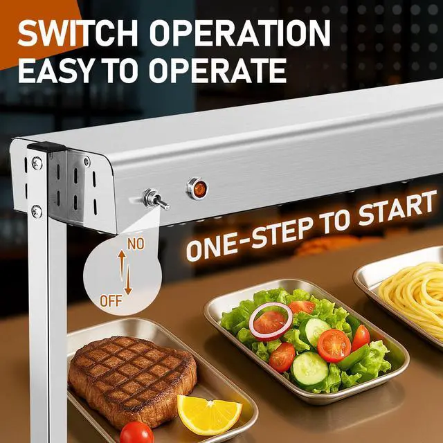 Alt view image 5 of 6 - 36 inch Food Heating Lamp, 1000W Commercial Food Heat Lamp, Hanging & Freestanding Stainless Steel Infrared Strip Heater, Food Warming Lamp Restaurant Equipment for Restaurant Kitchen Cafeteria