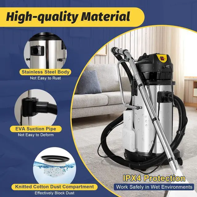 Alt view image 2 of 6 - 40L/11Gal Commercial Carpet Cleaner, 3 in 1 Multi-Purpose Floor Cleaning Machine Heavy Duty Extractor Vacuum Washing Machine, 1049W Powerful Sofa Curtain Carpet Cleaning Machine