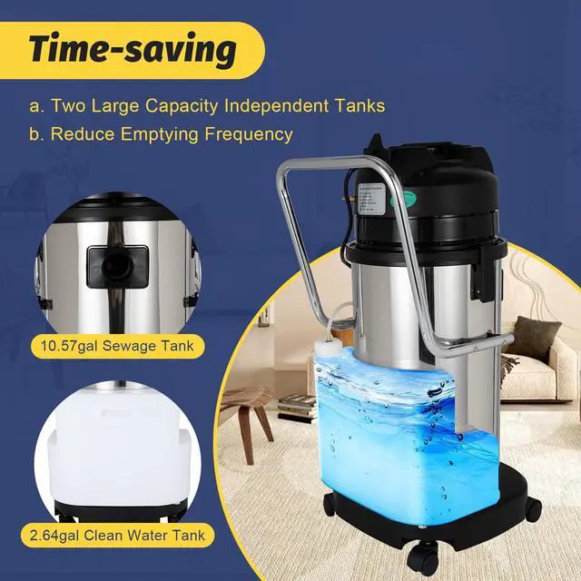 Alt view image 4 of 6 - 40L/11Gal Commercial Carpet Cleaner, 3 in 1 Multi-Purpose Floor Cleaning Machine Heavy Duty Extractor Vacuum Washing Machine, 1049W Powerful Sofa Curtain Carpet Cleaning Machine