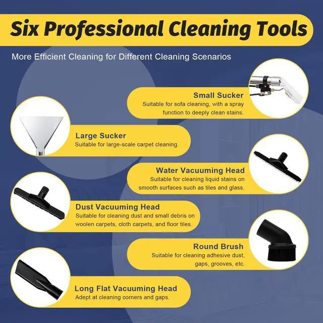 Alt view image 6 of 6 - 40L/11Gal Commercial Carpet Cleaner, 3 in 1 Multi-Purpose Floor Cleaning Machine Heavy Duty Extractor Vacuum Washing Machine, 1049W Powerful Sofa Curtain Carpet Cleaning Machine