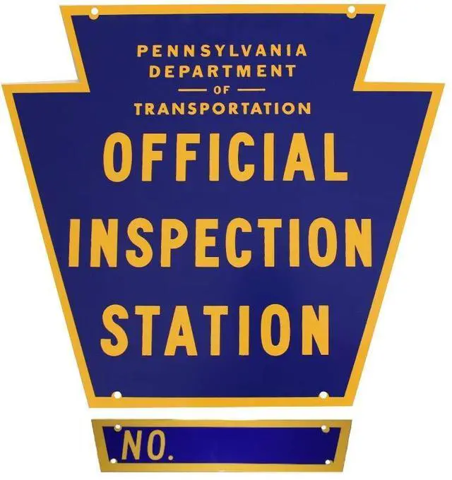 Main image of Pennsylvania Official Inspection Station Sign with Number Plate and Hardware