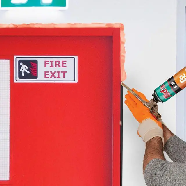 Alt view image 3 of 6 - 840P Fire Block Spray Foam (6x25.3 Oz.) - Orange Color Fire Retardant Polyurethane Expanding Foam Sealing on Window and Door, Paintable | Gun Use, Gun&Cleaner Included | 25.3 Oz. 6 Pack