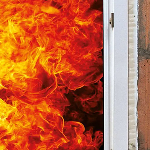 Alt view image 4 of 6 - 840P Fire Block Spray Foam (6x25.3 Oz.) - Orange Color Fire Retardant Polyurethane Expanding Foam Sealing on Window and Door, Paintable | Gun Use, Gun&Cleaner Included | 25.3 Oz. 6 Pack