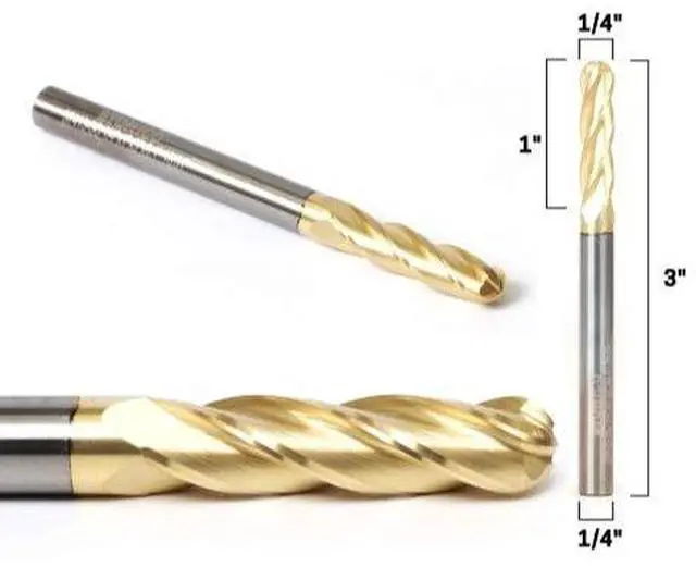 Alt view image 2 of 2 - Tapered Endmill Ball Nose Router Bits CNC Engraver Solid Carbide Spiral (10 Pack) 1/4-Inch 1/4-Inch Shank 37415-SC-10PK