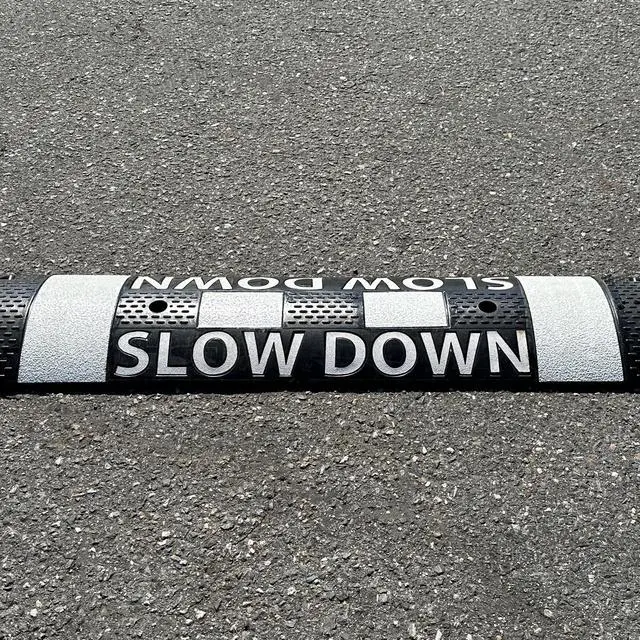 Alt view image 3 of 5 - 6' Speed Bump - Slow Down Speed Bumps for Asphalt - Black Speed Humps - 6 Foot Portable Speed Bump - Speed Bumps for Road and Driveway (6' Speed Bump - White)