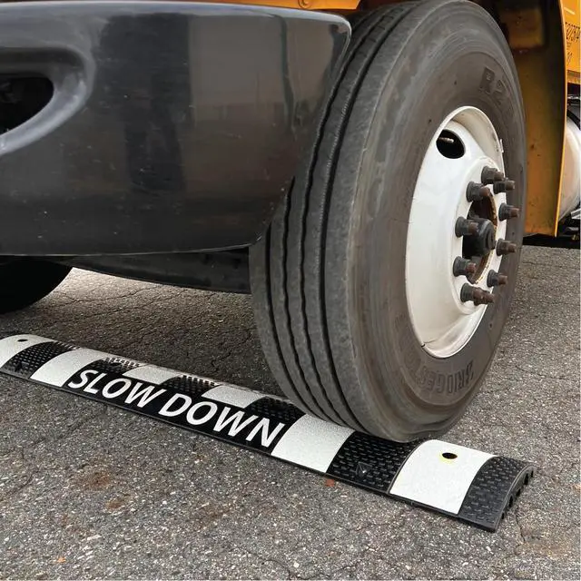 Alt view image 4 of 5 - 6' Speed Bump - Slow Down Speed Bumps for Asphalt - Black Speed Humps - 6 Foot Portable Speed Bump - Speed Bumps for Road and Driveway (6' Speed Bump - White)
