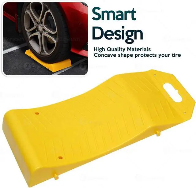 Alt view image 2 of 6 - Zone Tech Tire Saver Ramps - Premium Quality Anti- Slip Design Portable Highly Visible Yellow Wheel Rest Vehicle Storage-Flat Spot and Flat Prevention (12-Pack)