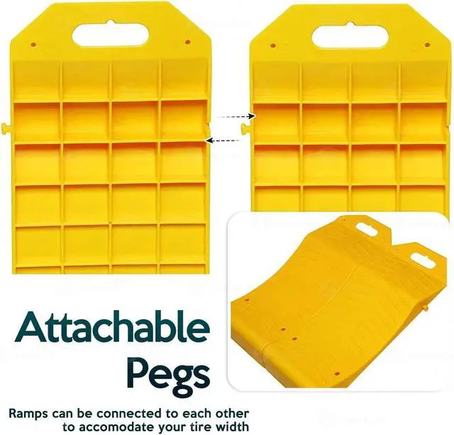 Alt view image 3 of 6 - Zone Tech Tire Saver Ramps - Premium Quality Anti- Slip Design Portable Highly Visible Yellow Wheel Rest Vehicle Storage-Flat Spot and Flat Prevention (12-Pack)