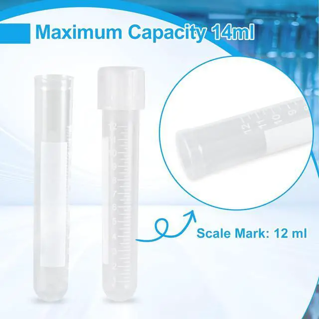 Alt view image 5 of 6 - Culture Tube, 14ml Sterile Culture Tube with Dual Position Cap, 17×100mm, Graduation, Polypropylene, for Cell Culture, Biological Research, Myclogy and Other Lab Experiment, Pack of 500