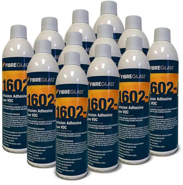 Main image of Low-VOC Resin Infusion Adhesive Spray, Bond Foam Core, Peel Ply & Fiberglass for Vacuum Infusion, Web Spray, Clog-Free Nozzle, Made in USA, 13 Oz Can (Pack of 12)