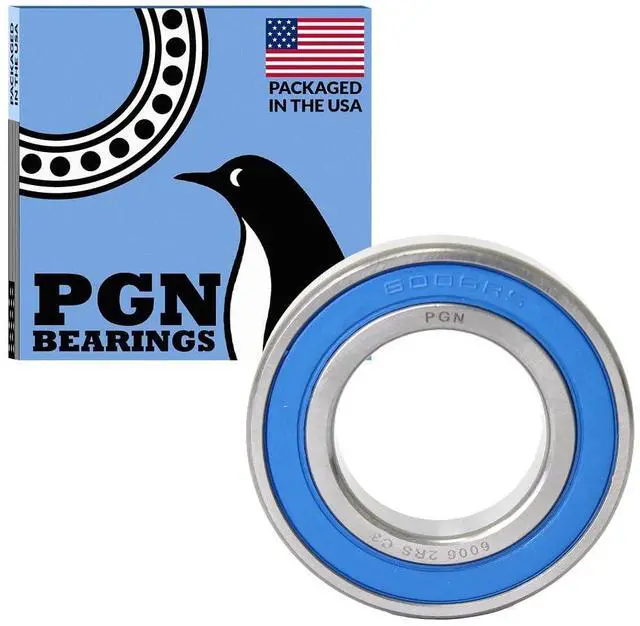 Main image of PGN (100 Pack) 6006-2RS Bearing - Lubricated Chrome Steel Sealed Ball Bearing - 30x55x13mm Bearings with Rubber Seal & High RPM Support
