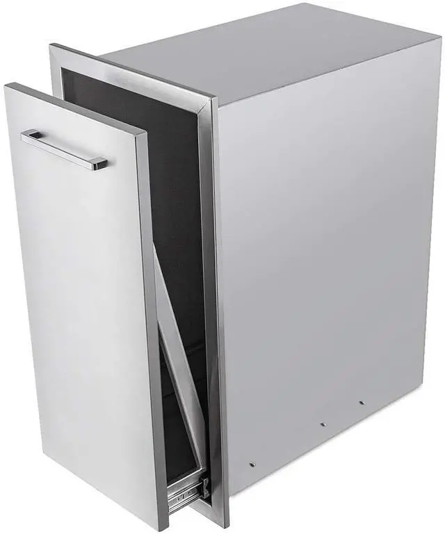 Main image of Pull-Out Trash Drawer Stainless Steel Outdoor Kitchen Trash Drawer Storage for Two 10 Gallon Commercial Wastebaskets (W/handle-14x27x20)