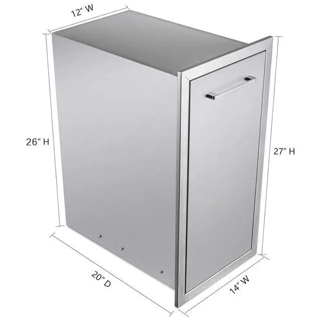 Alt view image 2 of 6 - Pull-Out Trash Drawer Stainless Steel Outdoor Kitchen Trash Drawer Storage for Two 10 Gallon Commercial Wastebaskets (W/handle-14x27x20)