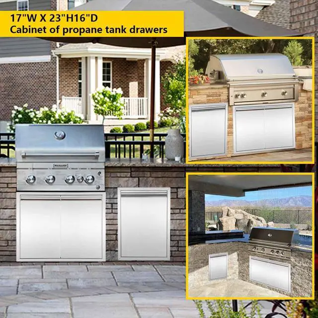 Alt view image 4 of 6 - Propane Drawer Stainless Steel Pull-Out Trash/Propane Tank Drawer Storage for Propane Tank or Trash Bin Adds Convenient Storage in Any Outdoor Kitchen