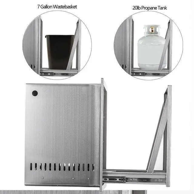 Alt view image 6 of 6 - Propane Drawer Stainless Steel Pull-Out Trash/Propane Tank Drawer Storage for Propane Tank or Trash Bin Adds Convenient Storage in Any Outdoor Kitchen